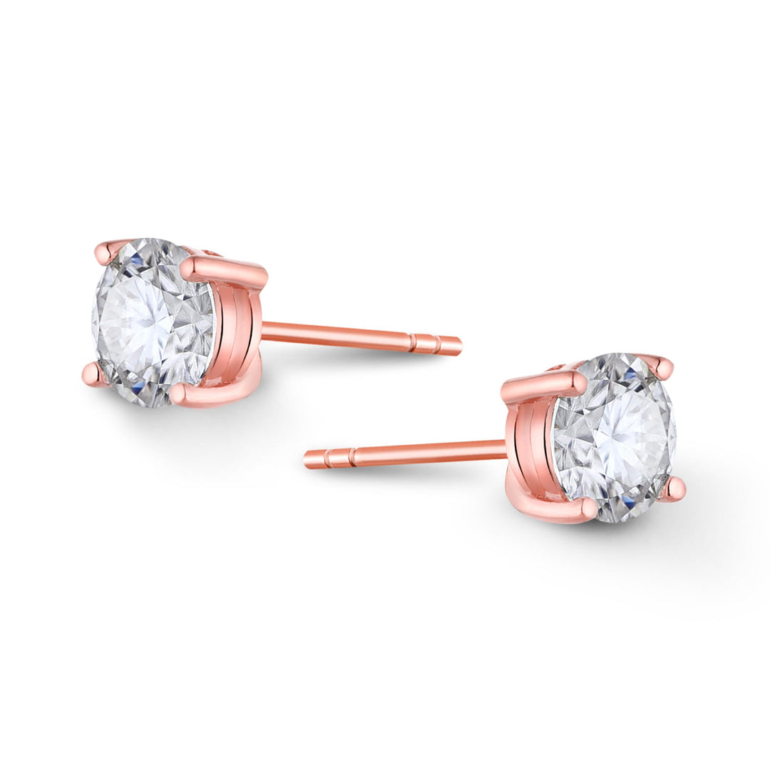 2.0ct モアサナイト 4本爪 ソリティア ピアス シルバー925　ピンクゴールドコーティング