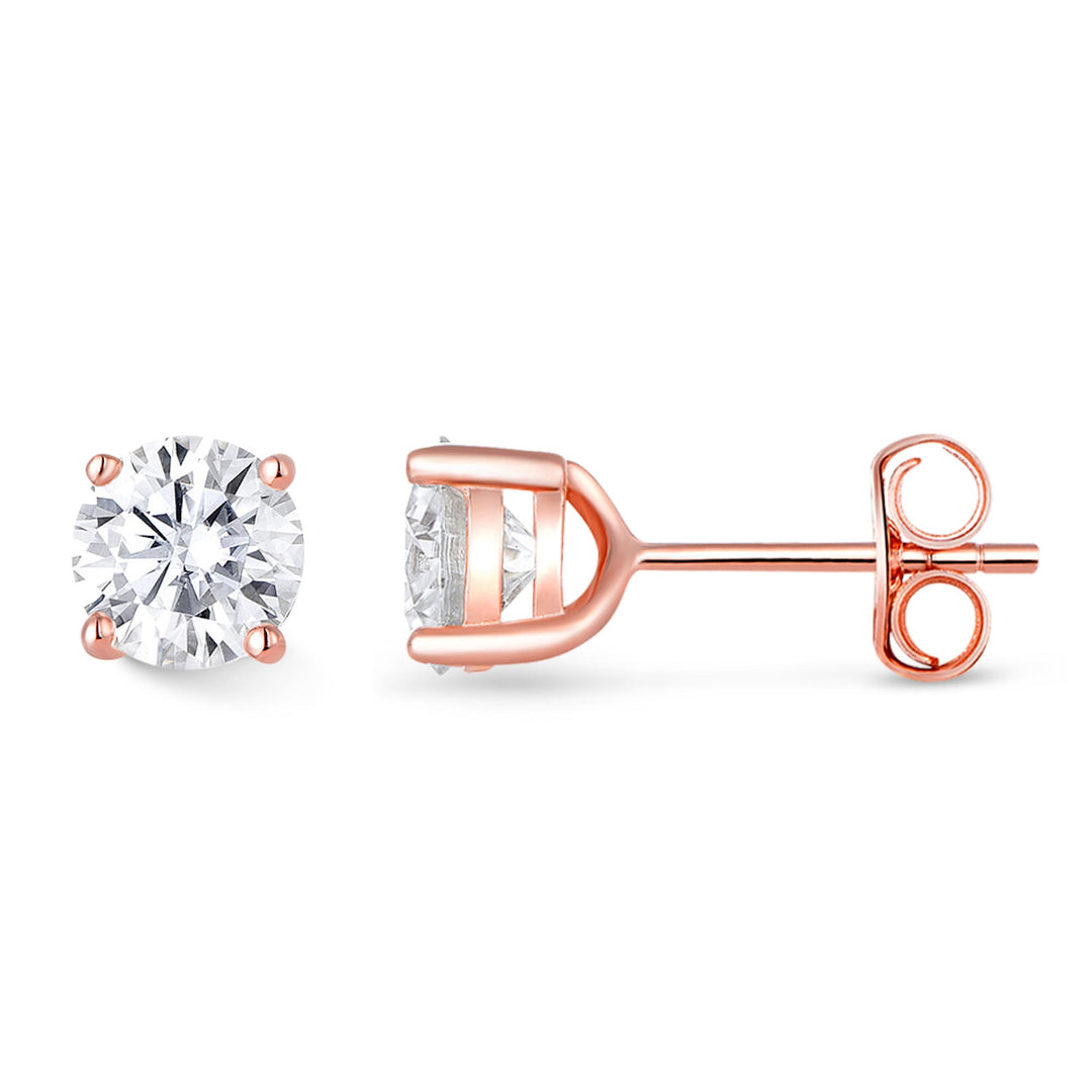 2.0ct モアサナイト 4本爪 ソリティア ピアス シルバー925　ピンクゴールドコーティング