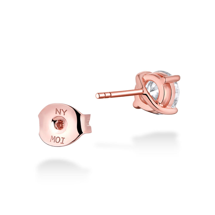 2.0ct モアサナイト 4本爪 ソリティア ピアス シルバー925　ピンクゴールドコーティング