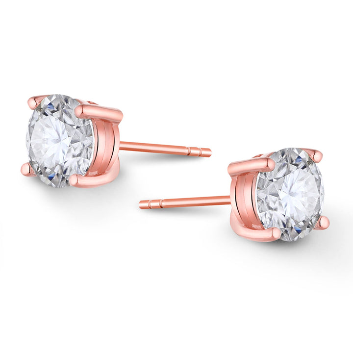 4.0ct モアサナイト 4本爪 ソリティア ピアス シルバー925 　ピンクゴールドコーティング