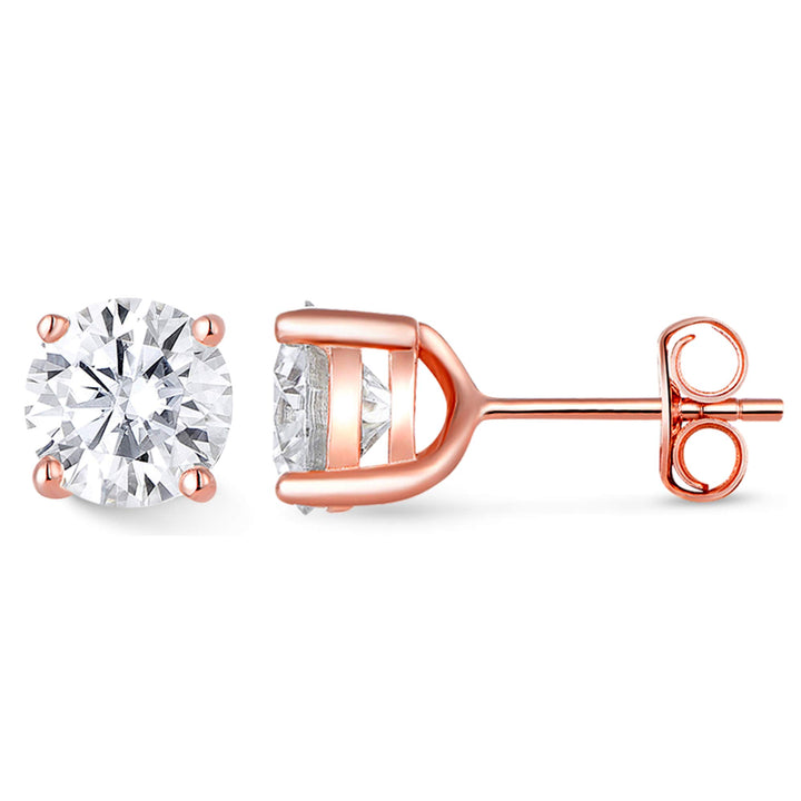 4.0ct モアサナイト 4本爪 ソリティア ピアス シルバー925 　ピンクゴールドコーティング