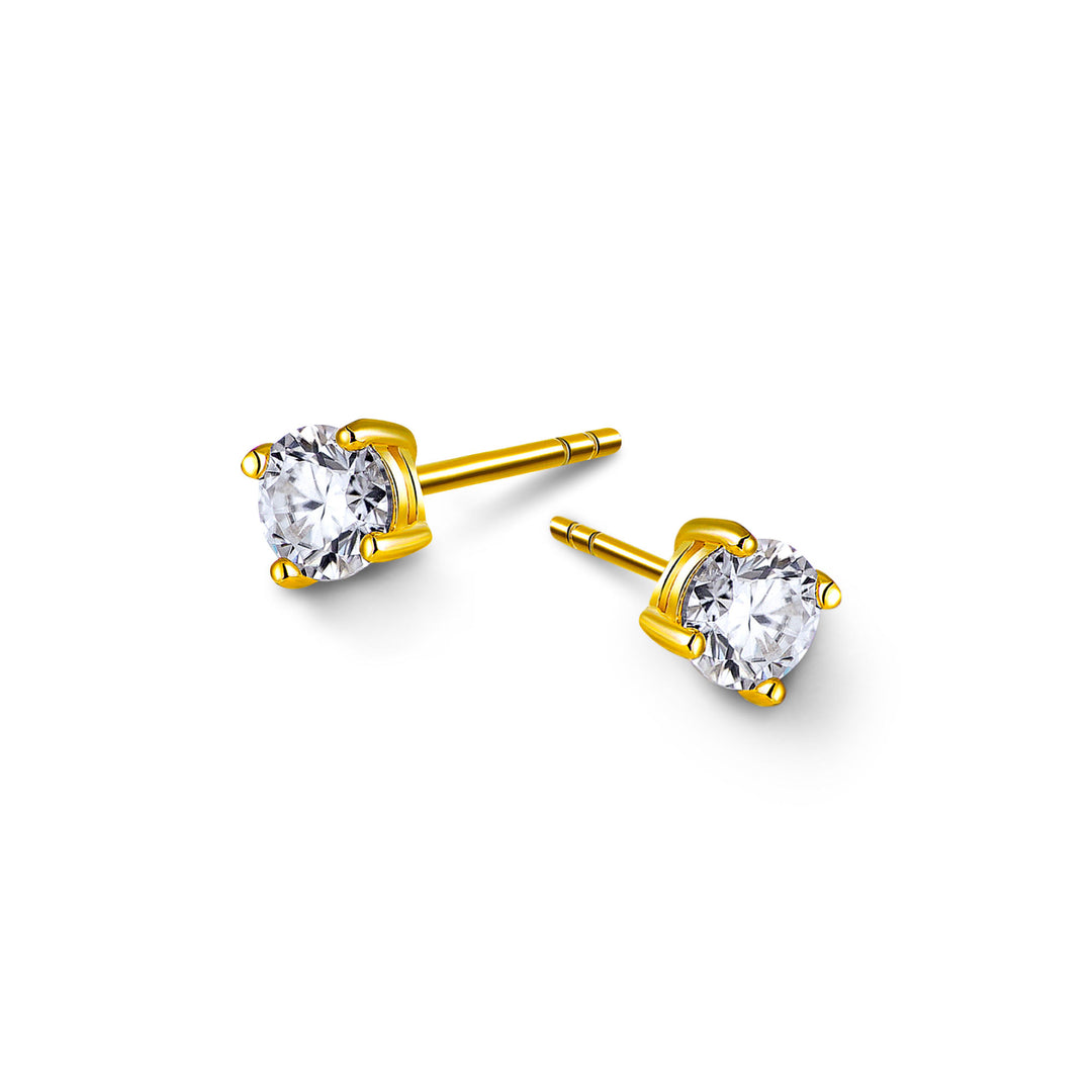 0.6ct モアサナイト 4本爪 ソリティア ピアス シルバー925 イエローゴールドコーティング