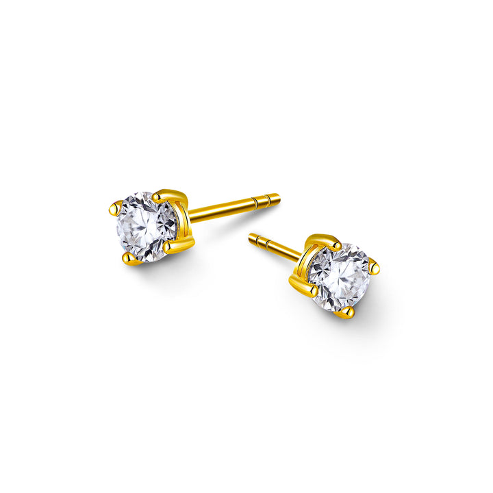 0.6ct モアサナイト 4本爪 ソリティア ピアス シルバー925 イエローゴールドコーティング
