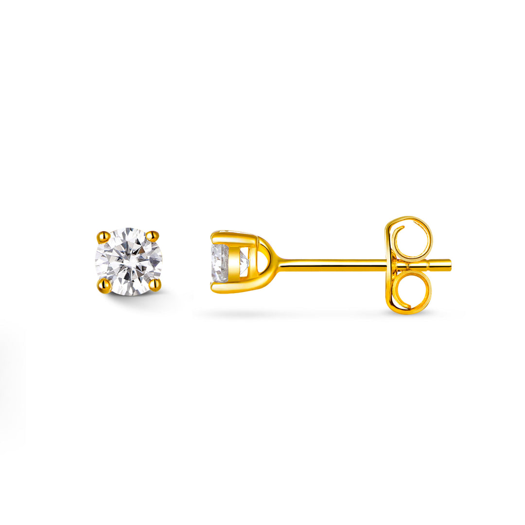 0.6ct モアサナイト 4本爪 ソリティア ピアス シルバー925 イエローゴールドコーティング