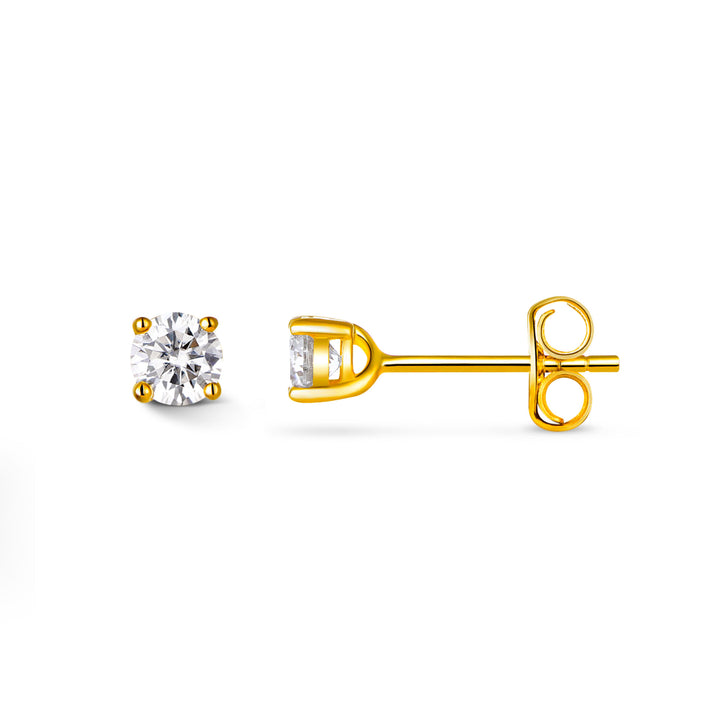 0.6ct モアサナイト 4本爪 ソリティア ピアス シルバー925 イエローゴールドコーティング