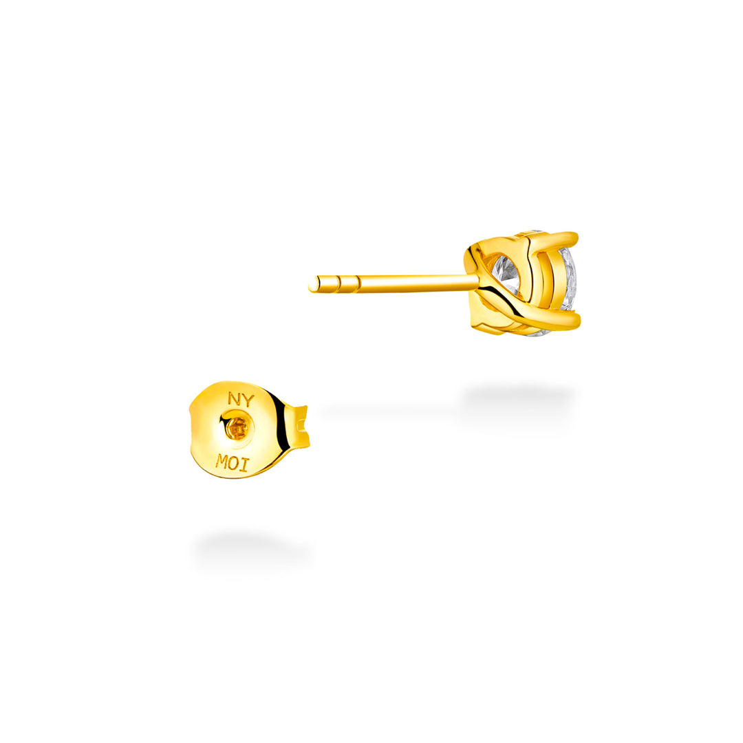 0.6ct モアサナイト 4本爪 ソリティア ピアス シルバー925 イエローゴールドコーティング