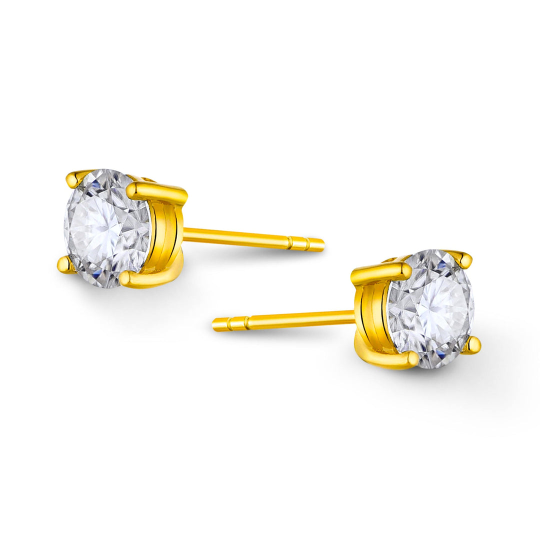 2.0ct モアサナイト 4本爪 ソリティア ピアス シルバー925　イエローゴールドコーティング