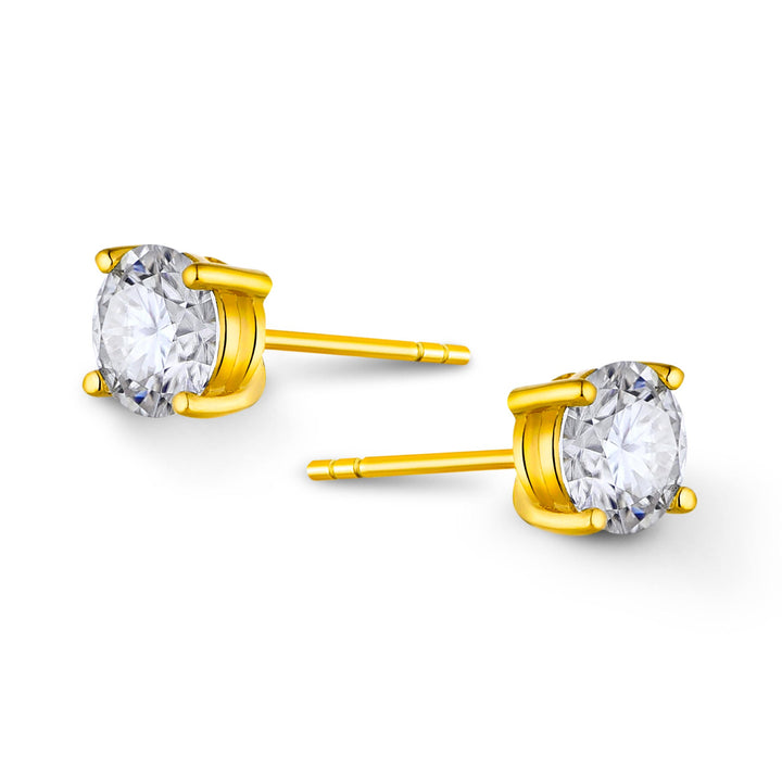 2.0ct モアサナイト 4本爪 ソリティア ピアス シルバー925　イエローゴールドコーティング