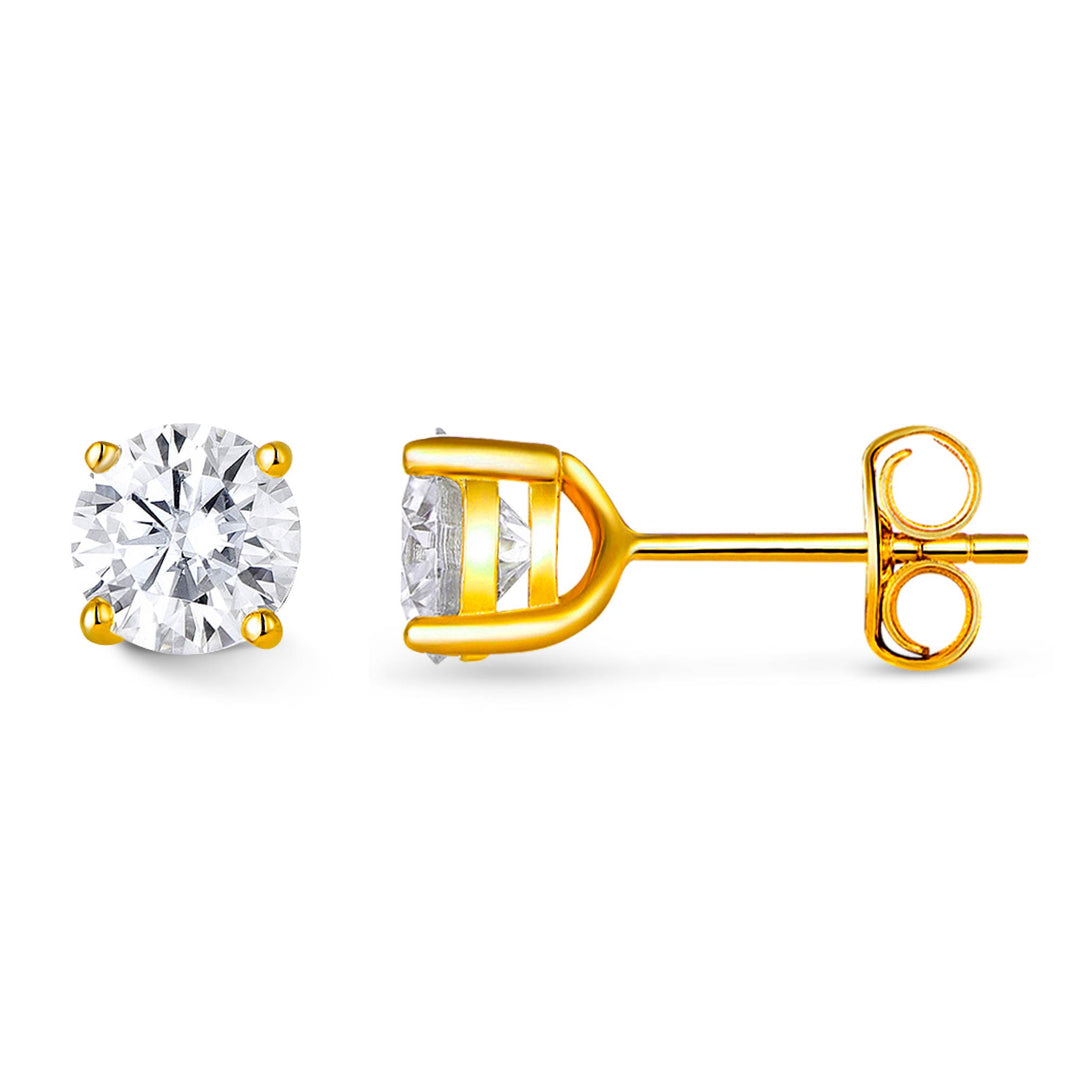 2.0ct モアサナイト 4本爪 ソリティア ピアス シルバー925　イエローゴールドコーティング