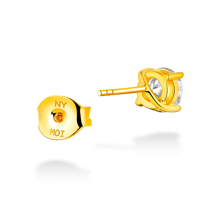 2.0ct モアサナイト 4本爪 ソリティア ピアス シルバー925　イエローゴールドコーティング