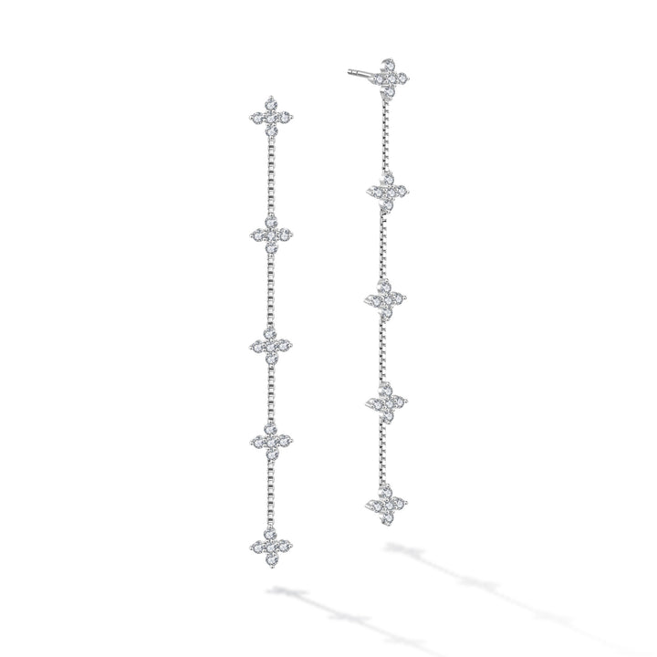 0.75ct モアサナイト フラワー ５連チェーン ピアス シルバー925