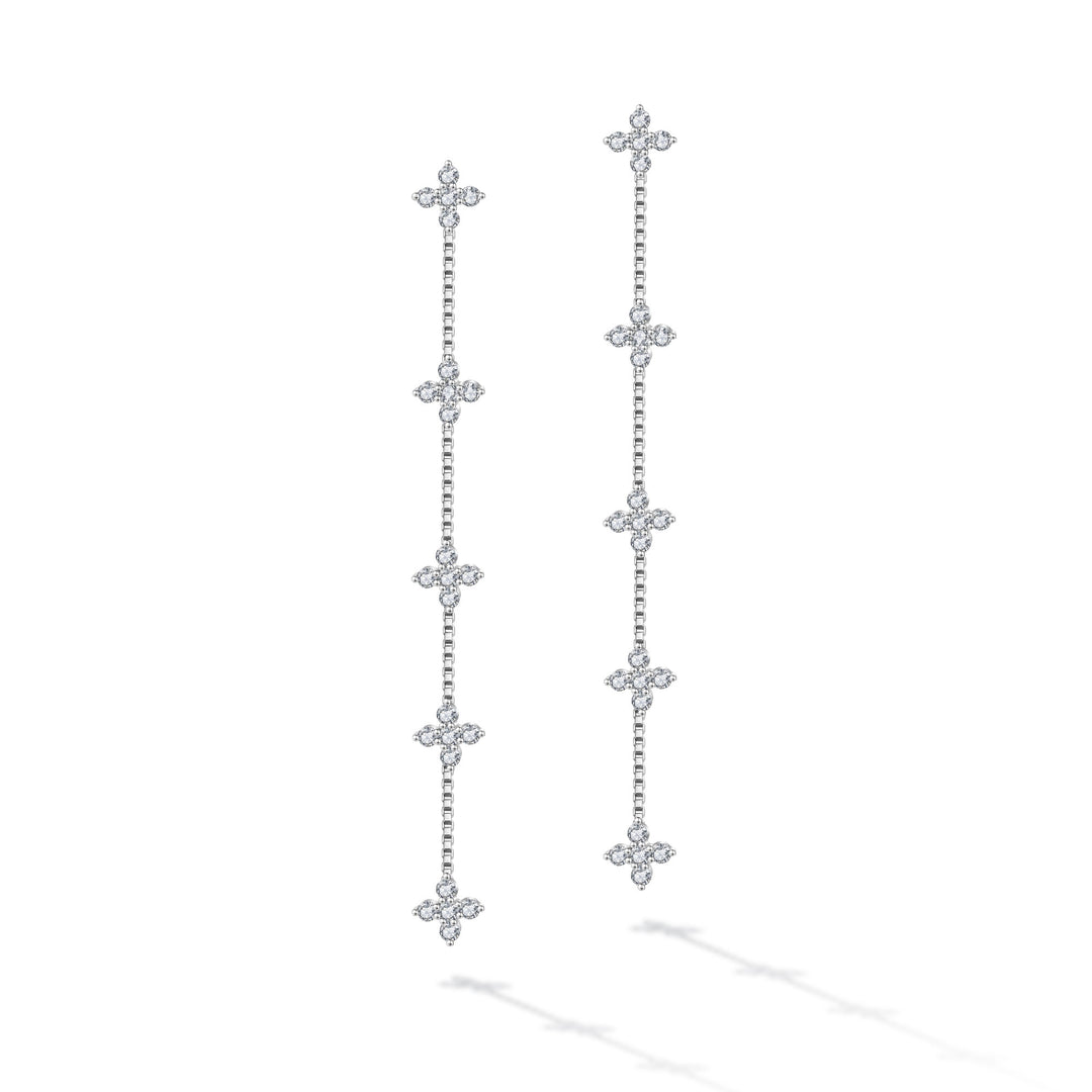 0.75ct モアサナイト フラワー ５連チェーン ピアス シルバー925