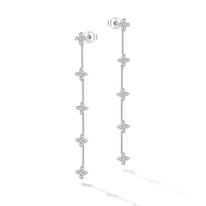0.75ct モアサナイト フラワー ５連チェーン ピアス シルバー925