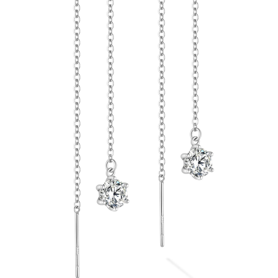 1.0ct モアサナイト ソリティア チェーン ピアス シルバー925