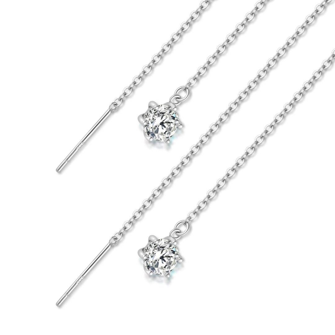 1.0ct モアサナイト ソリティア チェーン ピアス シルバー925