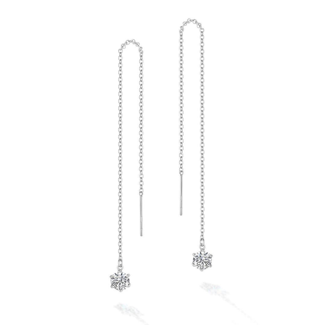 1.0ct モアサナイト ソリティア チェーン ピアス シルバー925