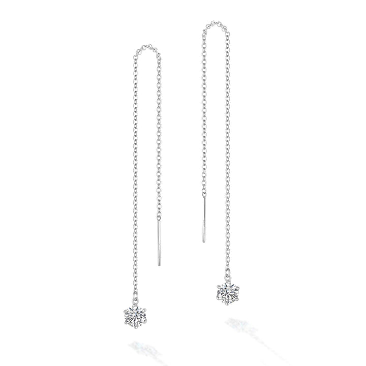 1.0ct モアサナイト ソリティア チェーン ピアス シルバー925
