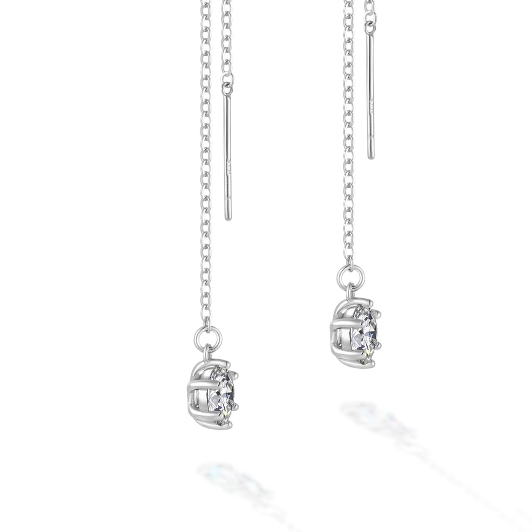 1.0ct モアサナイト ソリティア チェーン ピアス シルバー925