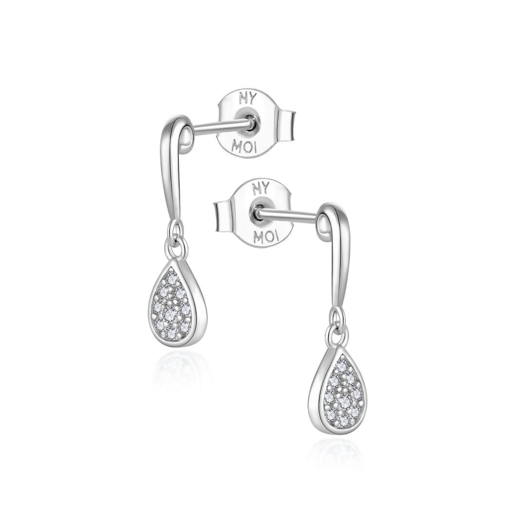 0.11ct モアサナイト ティアドロップ パヴェ ピアス シルバー925