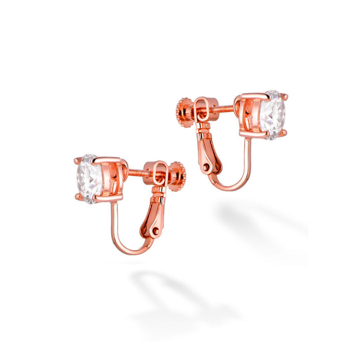 4.0ct モアサナイト 4本爪 ソリティア イヤリング シルバー925　ピンクゴールドコーティング