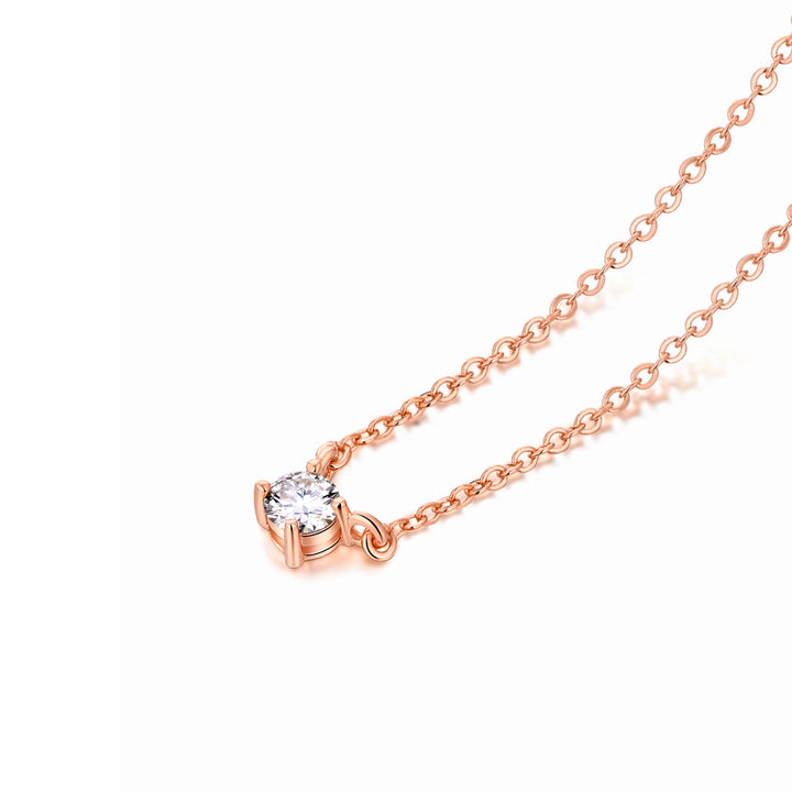 0.3ct モアサナイト 4本爪 ソリティア ネックレス シルバー925  ピンクゴールドカラーコーティング