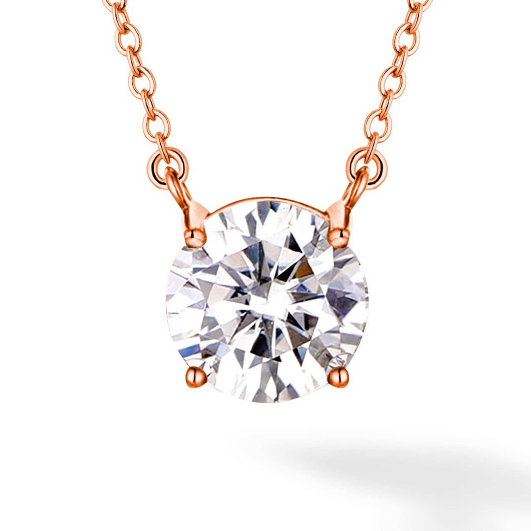 3.0ct モアサナイト 4本爪 ソリティア ネックレス シルバー925 ピンクゴールドコーティング