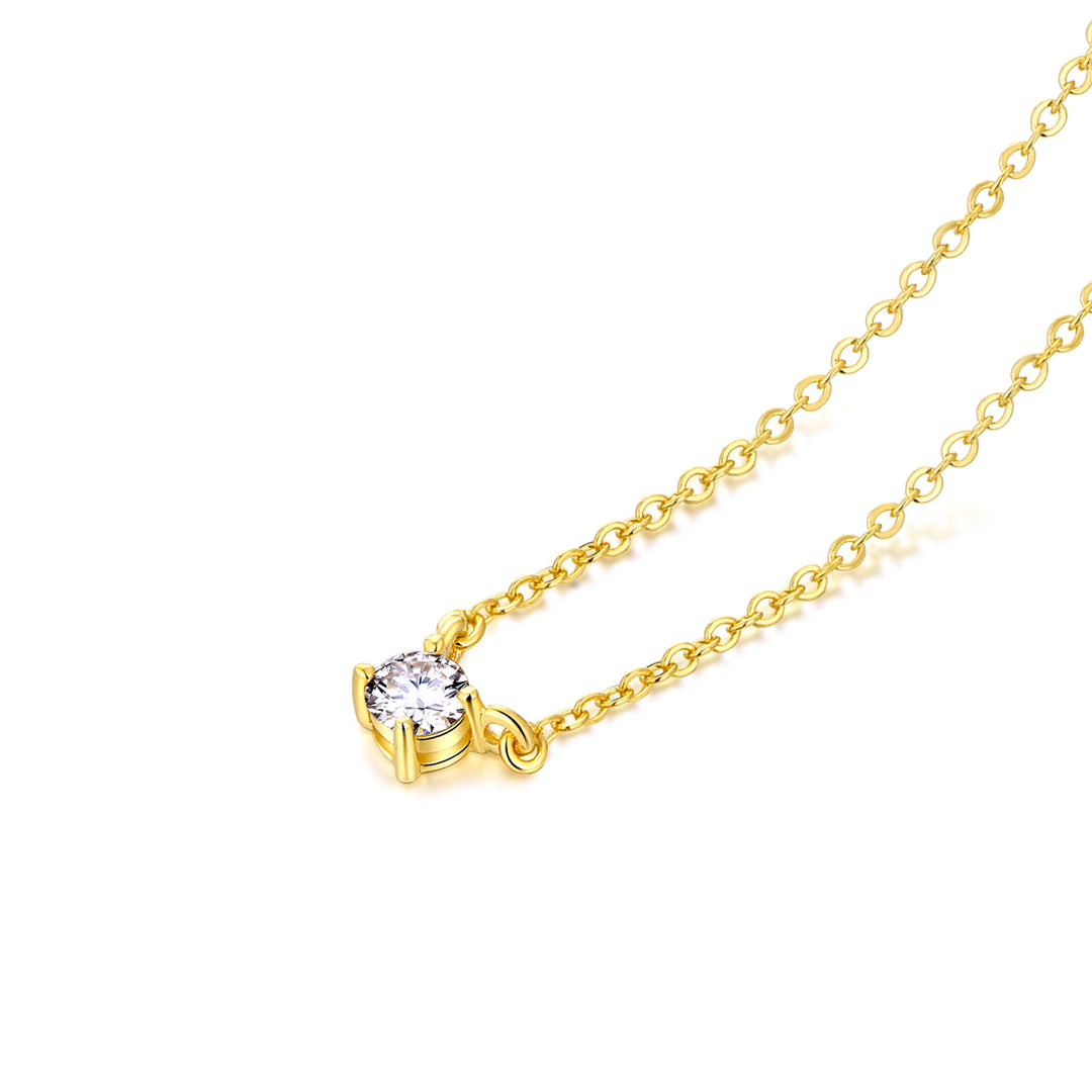 0.3ct モアサナイト 4本爪 ソリティア ネックレス シルバー925 イエローゴールドコーティング