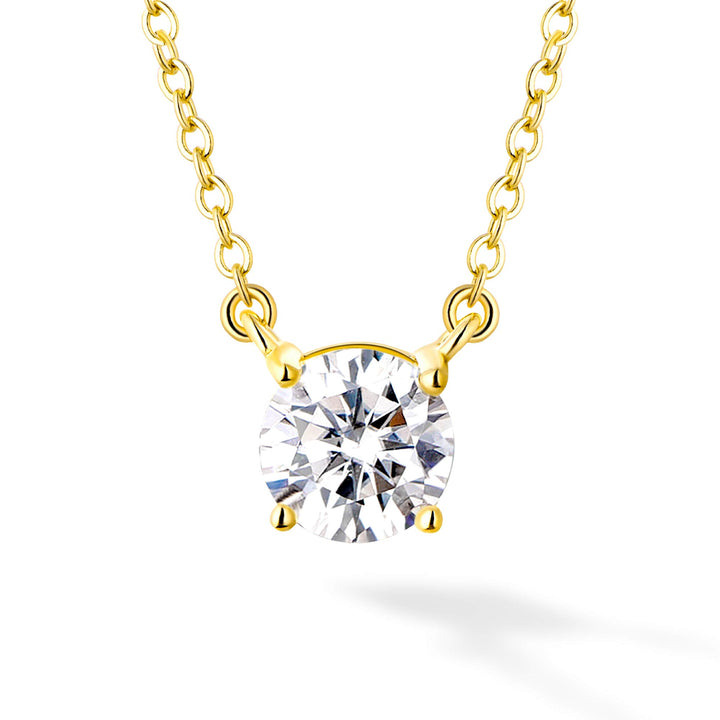 1.0ct モアサナイト 4本爪 ソリティア ネックレス シルバー925　イエローゴールドコーティング