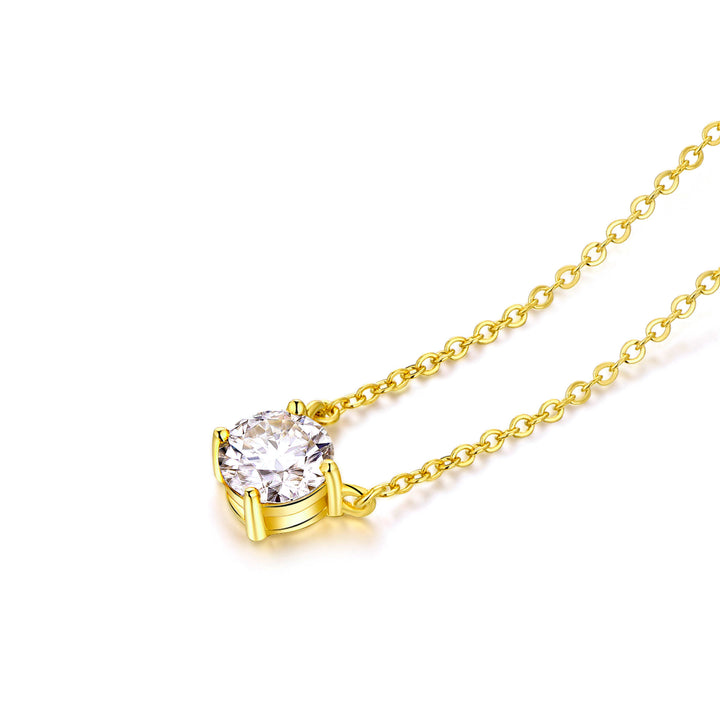 1.0ct モアサナイト 4本爪 ソリティア ネックレス シルバー925　イエローゴールドコーティング