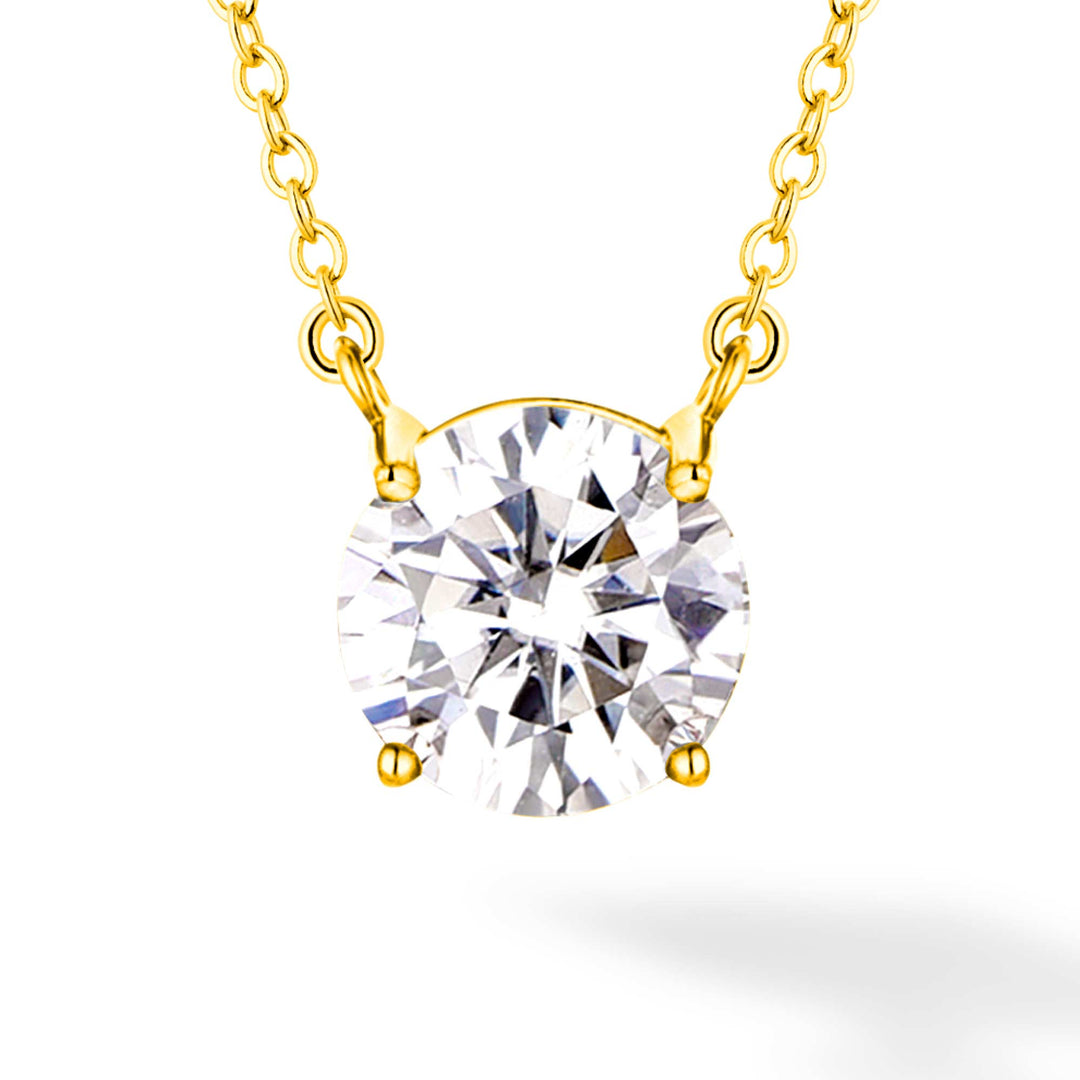 3.0ct モアサナイト 4本爪 ソリティア ネックレス シルバー925 イエローゴールドコーティング