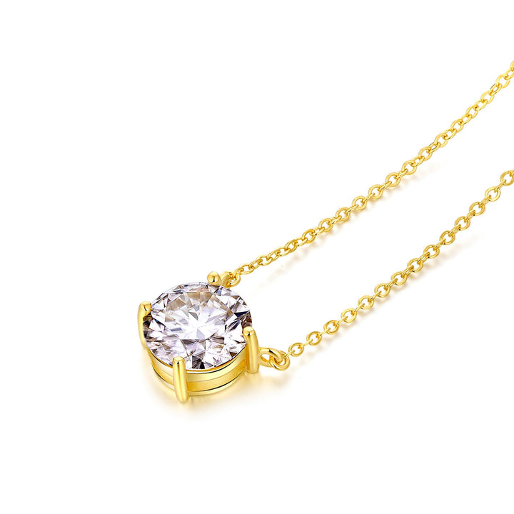 3.0ct モアサナイト 4本爪 ソリティア ネックレス シルバー925 イエローゴールドコーティング