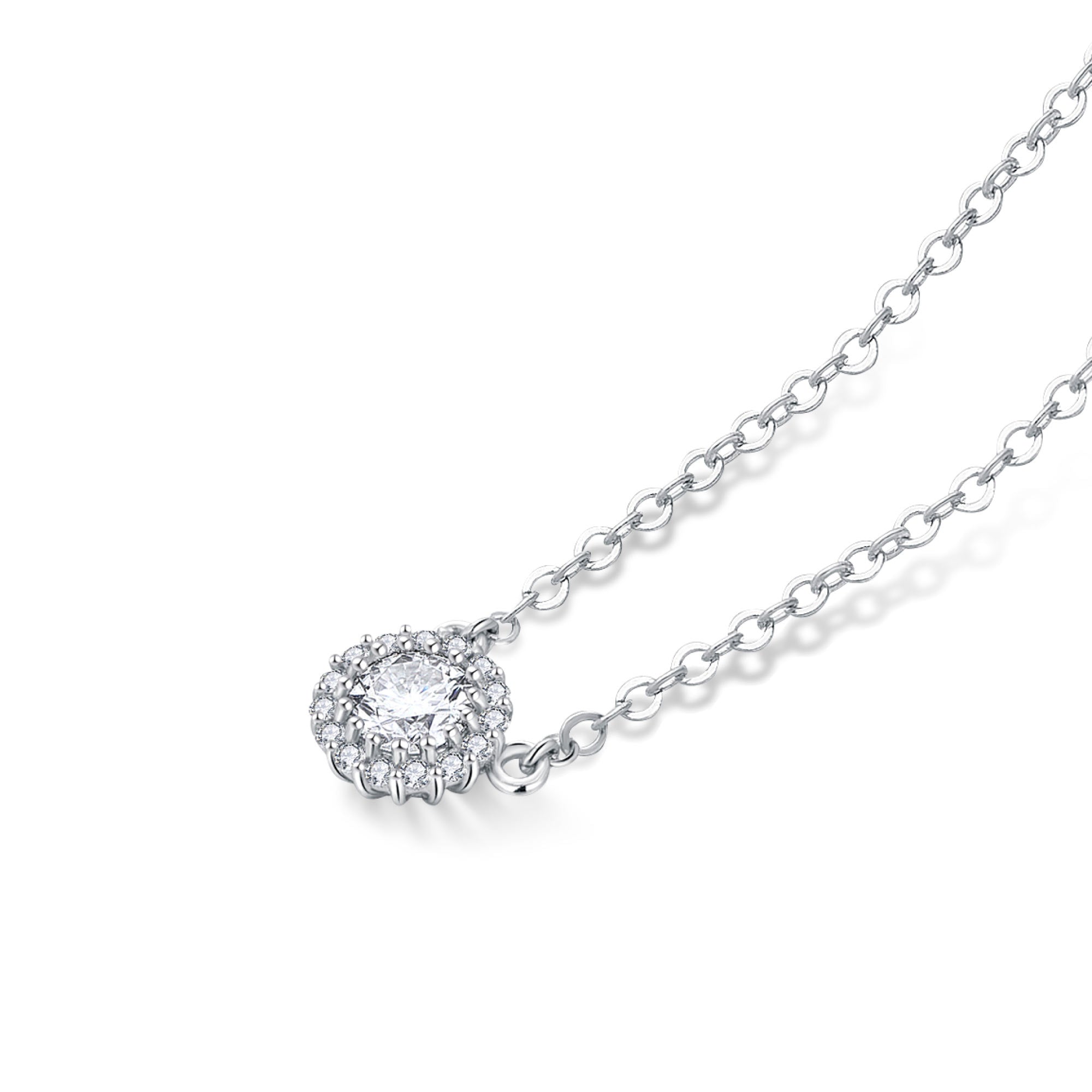 0.62ct モアサナイト ヘイロー ネックレス シルバー925 | NEXT