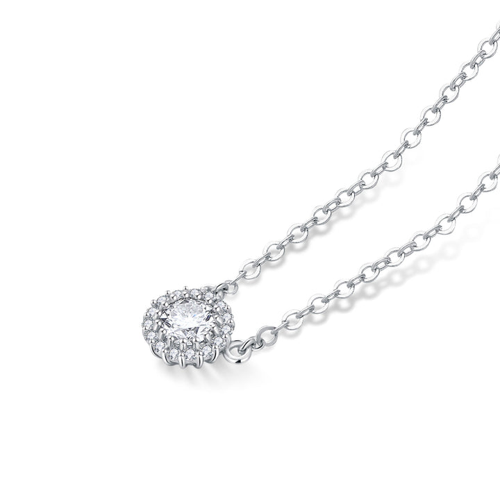 0.62ct モアサナイト ヘイロー ネックレス シルバー925