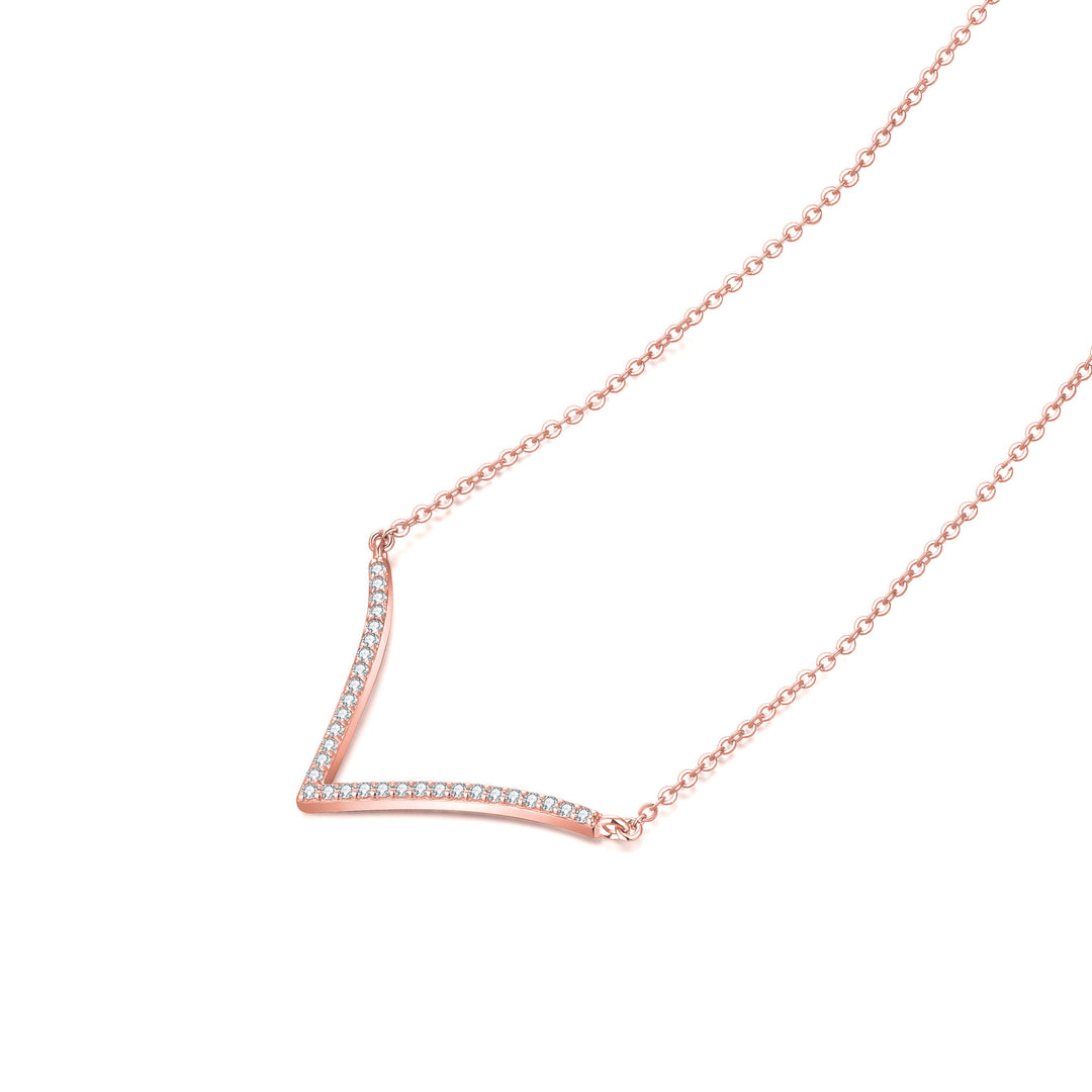 0.24ct モアサナイト Vライン パヴェ ネックレス シルバー925