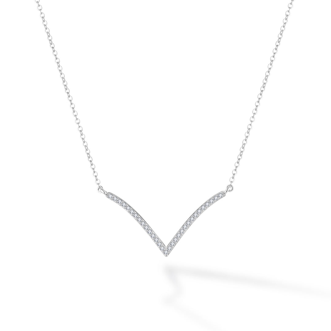 0.24ct モアサナイト Vライン パヴェ ネックレス シルバー925
