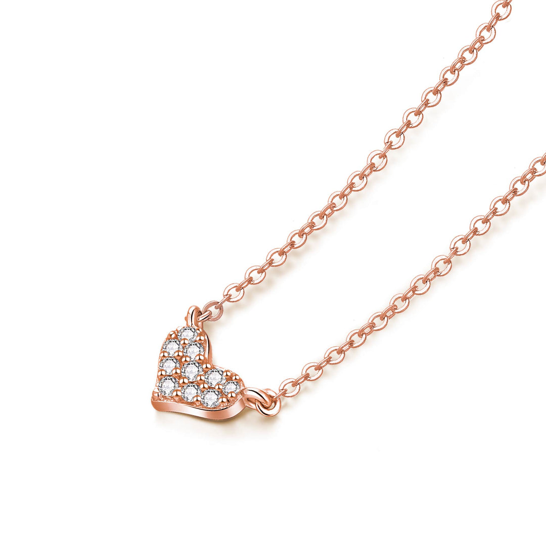 0.16ct モアサナイト ハート パヴェ ネックレス シルバー925