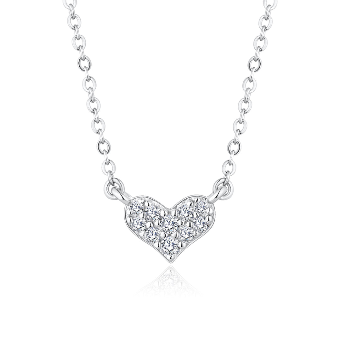0.16ct モアサナイト ハート パヴェ ネックレス シルバー925