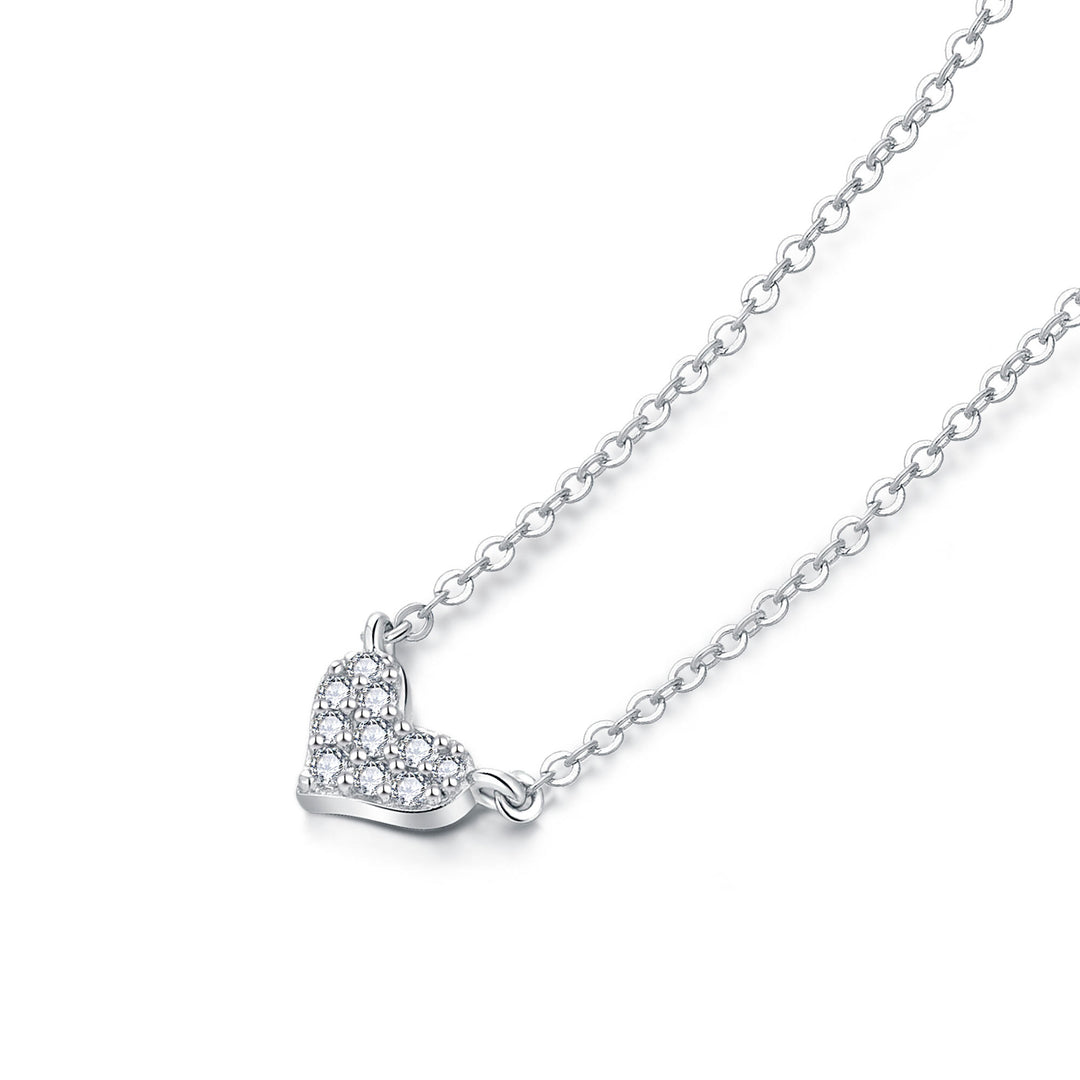 0.16ct モアサナイト ハート パヴェ ネックレス シルバー925
