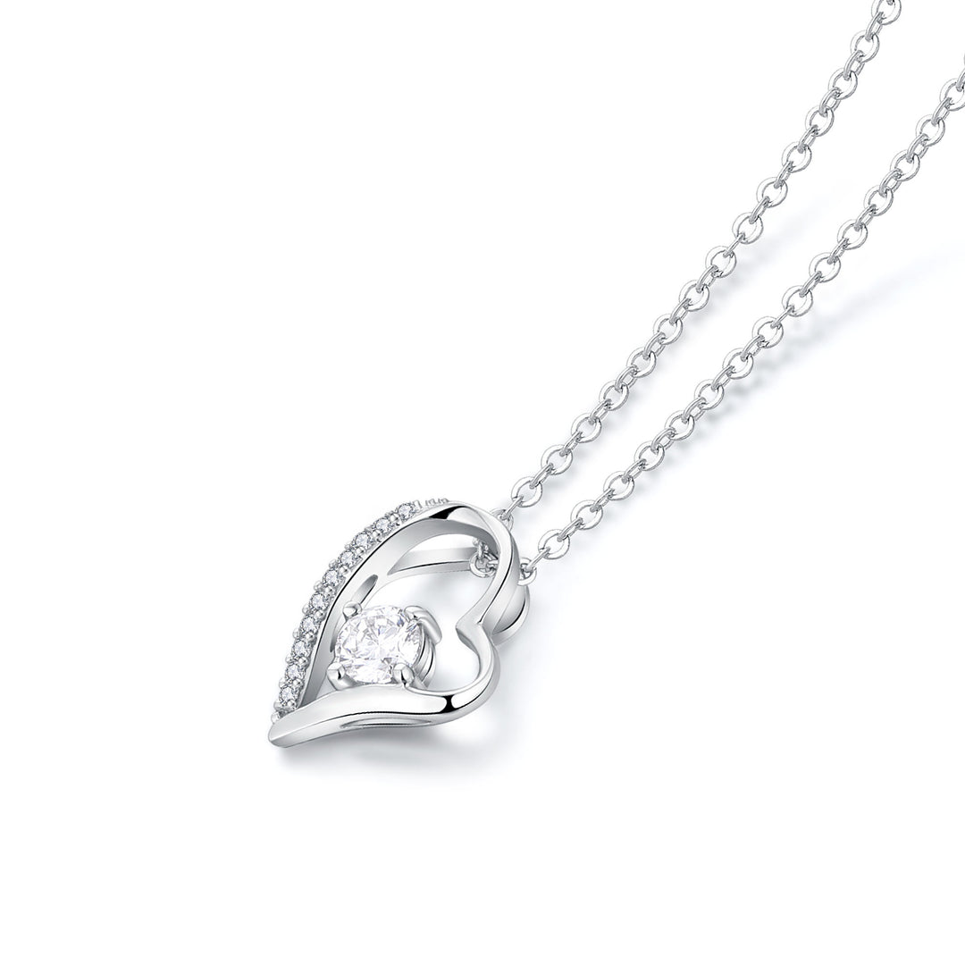 0.34ct モアサナイト オープンハート ソリティア ネックレス シルバー925