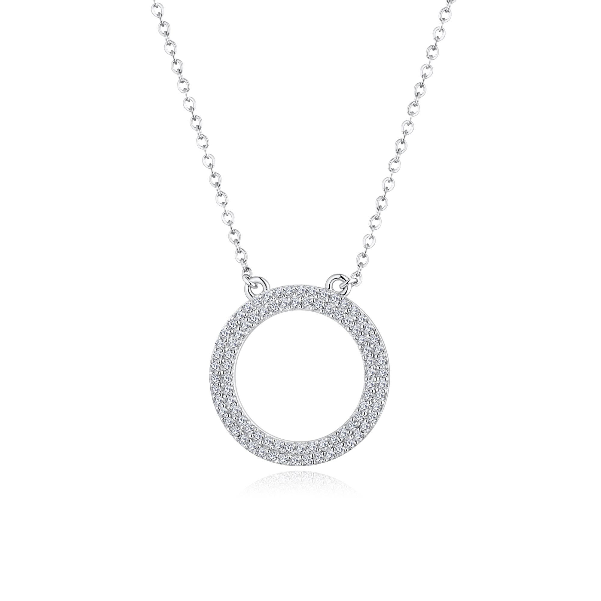 0.43ct モアサナイト サークル パヴェ ネックレス シルバー925 | NEXT