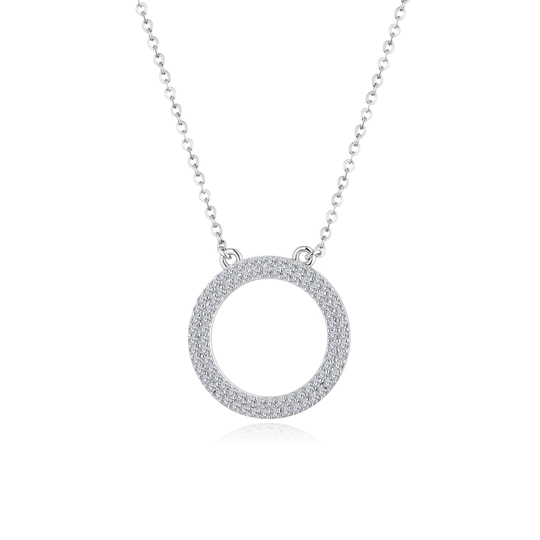 0.43ct モアサナイト サークル パヴェ ネックレス シルバー925