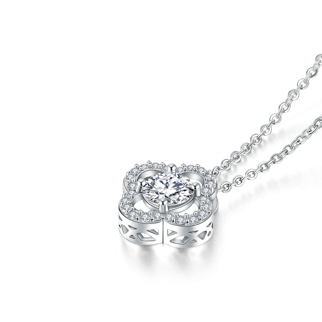 0.99ct モアサナイト フラワー ソリティア ネックレス シルバー