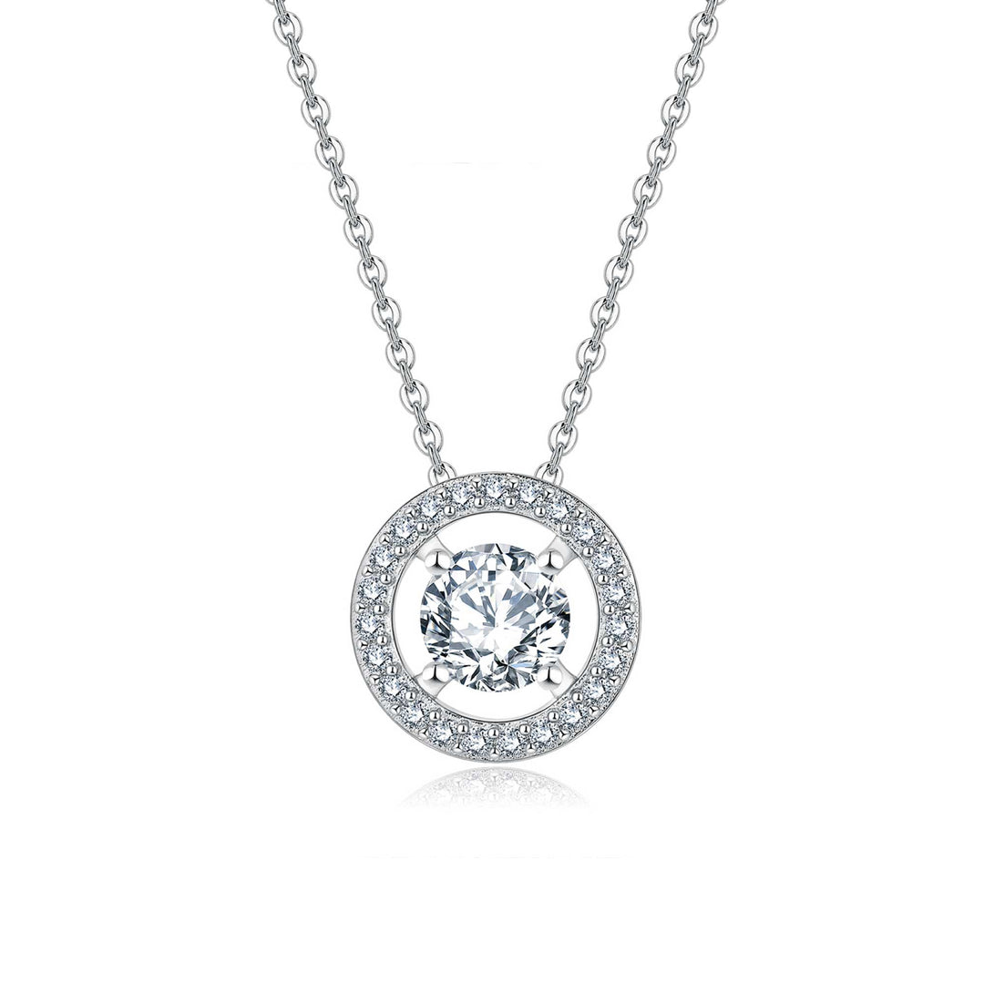 0.98ct モアサナイト サークル ソリティア ネックレス シルバー925