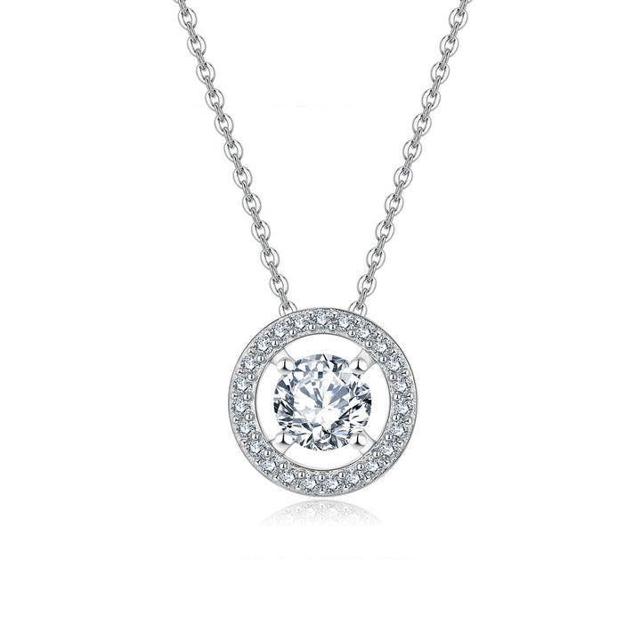 0.98ct モアサナイト サークル ソリティア ネックレス シルバー925