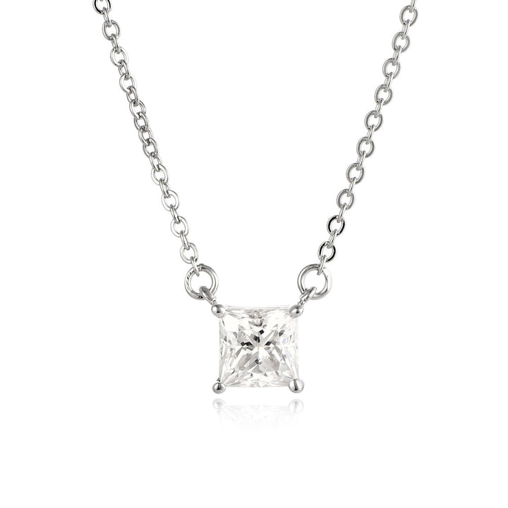 0.6ct モアサナイト プリンセスカット ソリティア ネックレス シルバー925