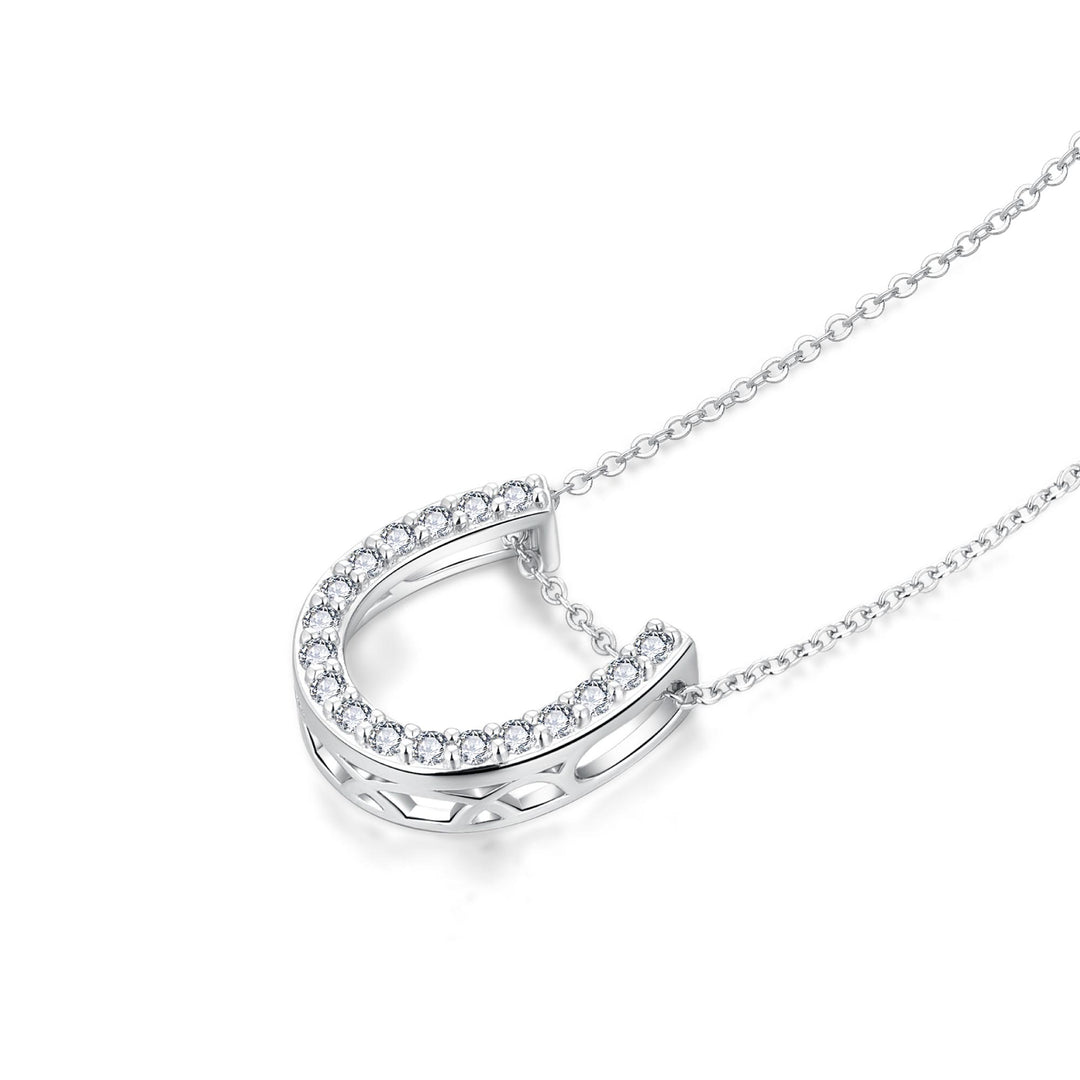 0.27ct モアサナイト ホースシュー パヴェ ネックレス シルバー925 