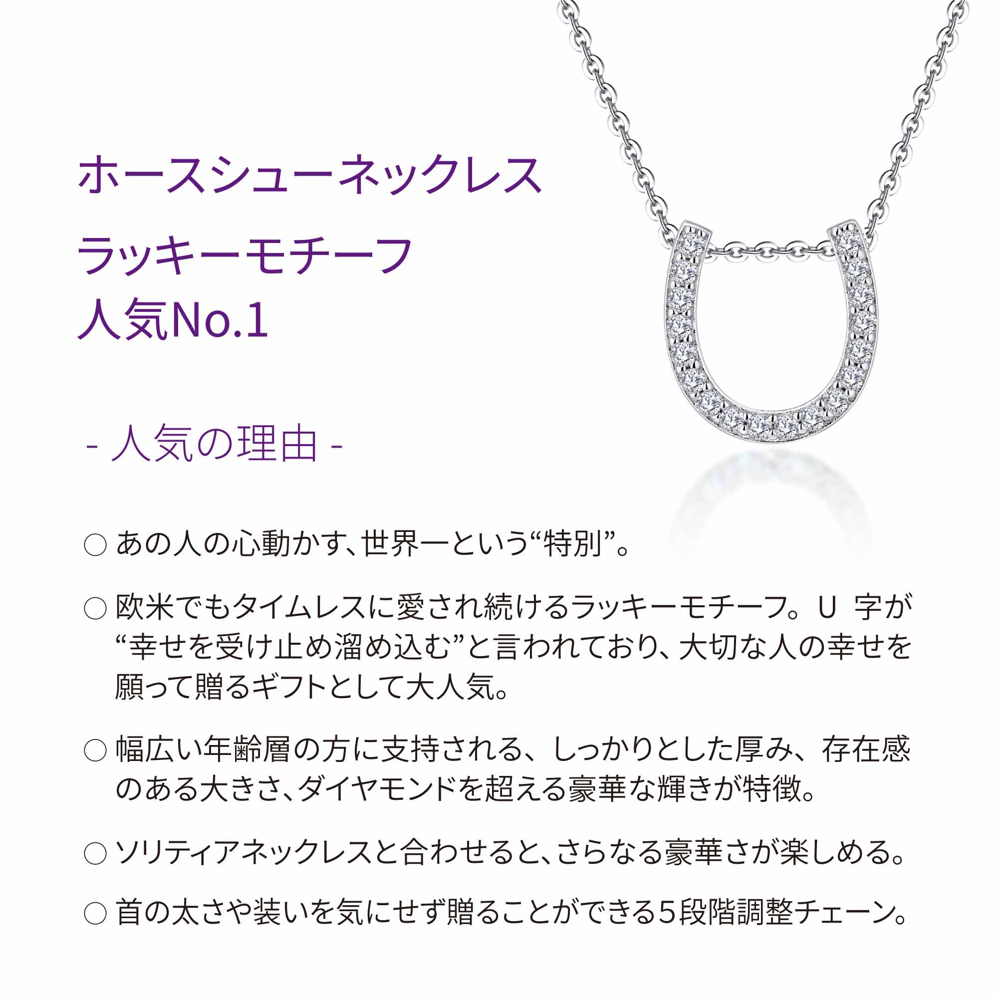 0.27ct モアサナイト ホースシュー パヴェ ネックレス シルバー925