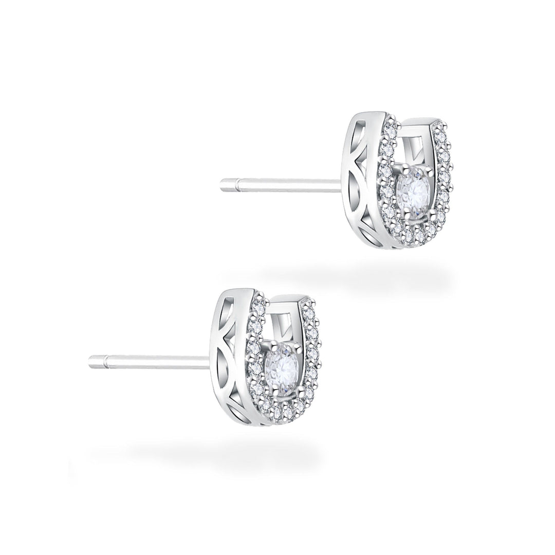 0.78ct モアサナイト ホースシュー ソリティア ピアス シルバー925