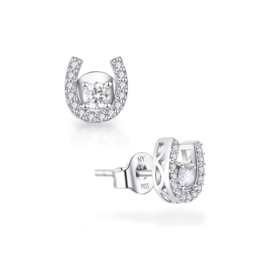 0.78ct モアサナイト ホースシュー ソリティア ピアス シルバー925
