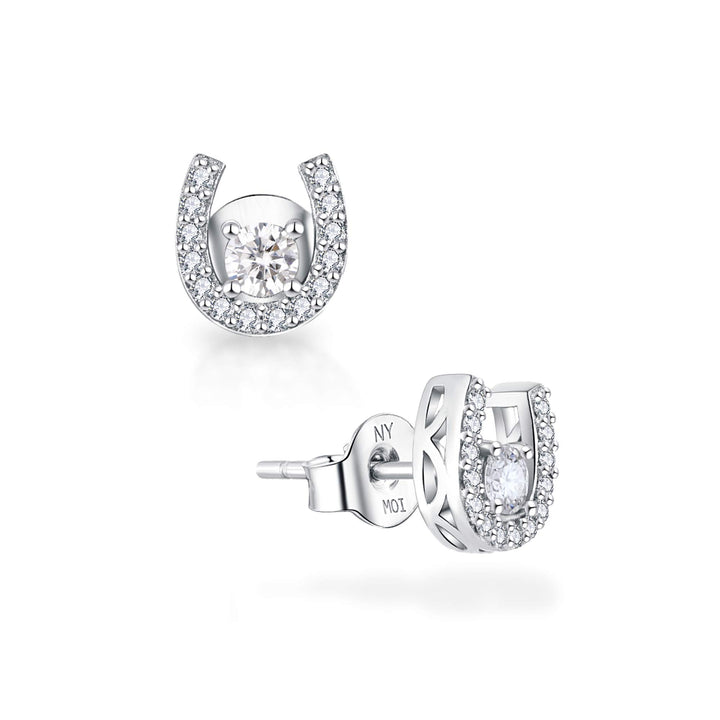 0.78ct モアサナイト ホースシュー ソリティア ピアス シルバー925